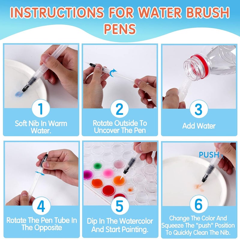 Blablaovy Watercolor Paint, 48 Colors Washable Paint Set, 6 Brush, 6 Refillable Water Brush Pen, Drawing Pad, Palette, Painting sets for Artists Beginners Adult, Water Color Paint Sets for Kids - Image 5